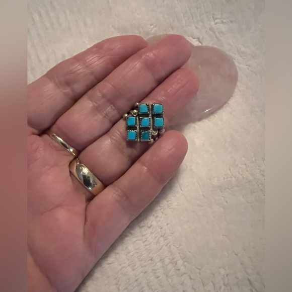 Vintage Navaho Snake Eyes Sterling Native Turquoise Ring - Picture 5 of 7